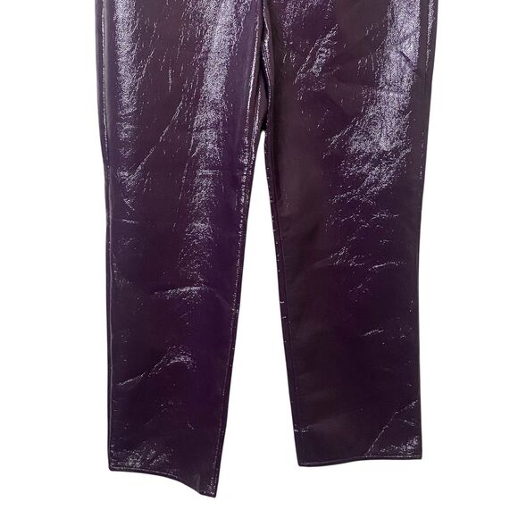 Express Purple Polyurethane Shiny Modern Straight Pants Super High Rise Size 6S - Picture 3 of 12